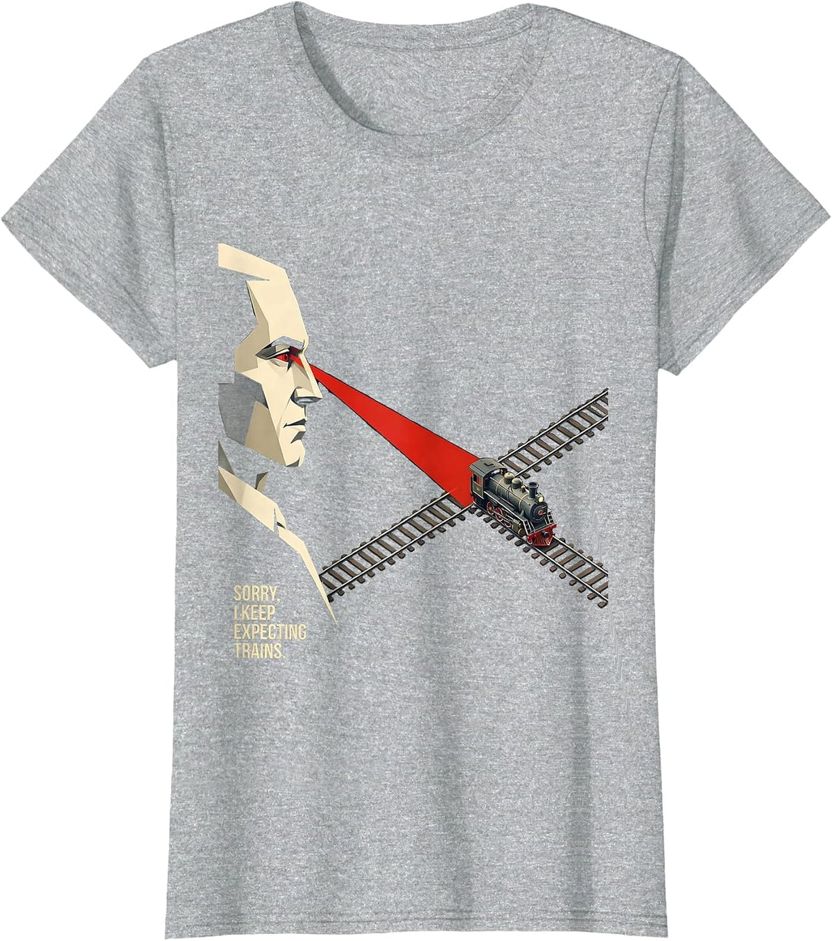 Sorry, I Keep Expecting Trains Funny Train Enthusiast T-Shirt - Heather Grey