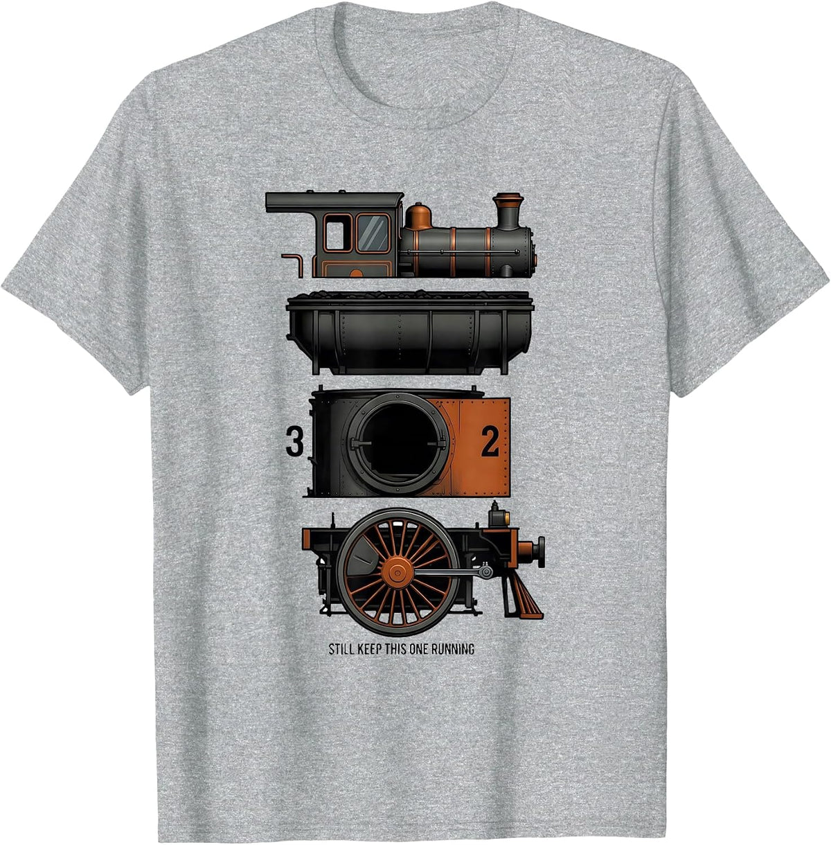 Men's Still Keep This One Running Funny Train Enthusiast Model T-Shirt - Heather Grey
