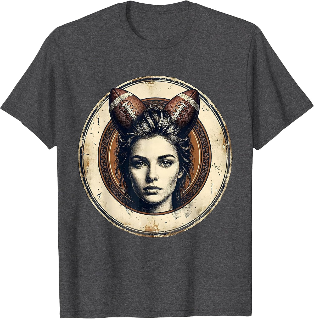 Men's Football Mom Cat Ears Graphic Design T-Shirt - Dark Heather Grey