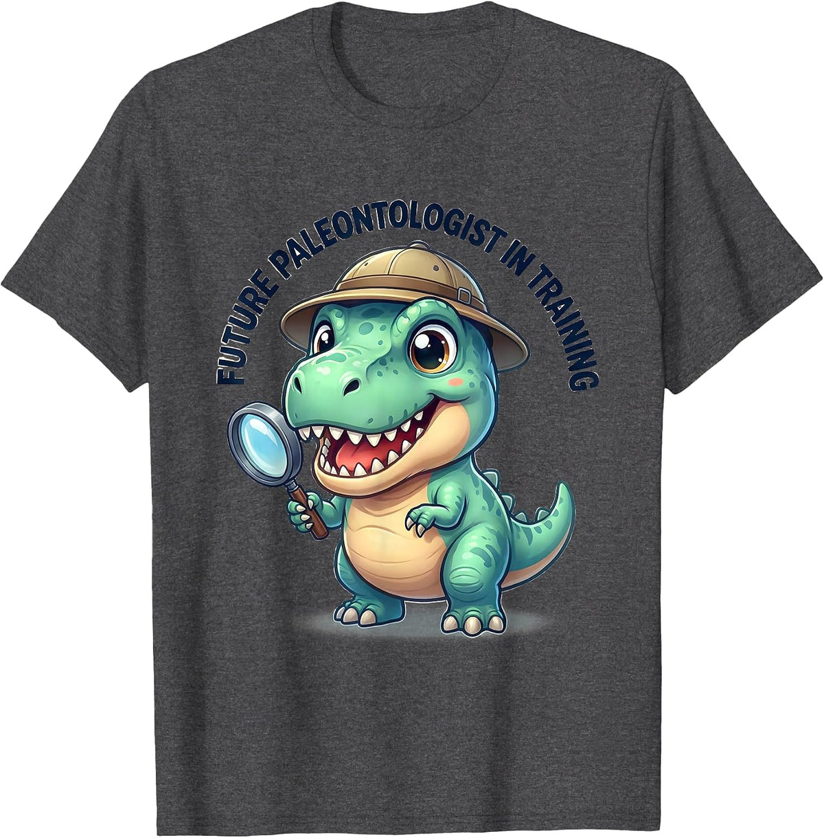Future Paleontologist In Training Dinosaur Design T-Shirt - Dark Heather Grey