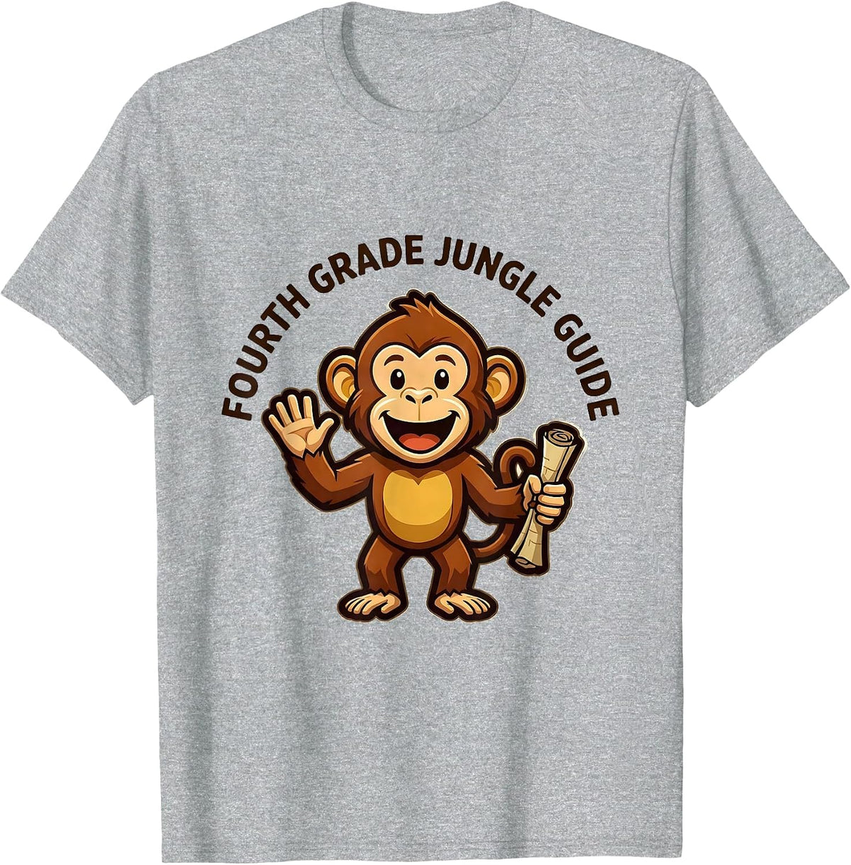 Men's Fourth Grade Jungle Guide Wild About Teaching Animal Print T-Shirt - Heather Grey
