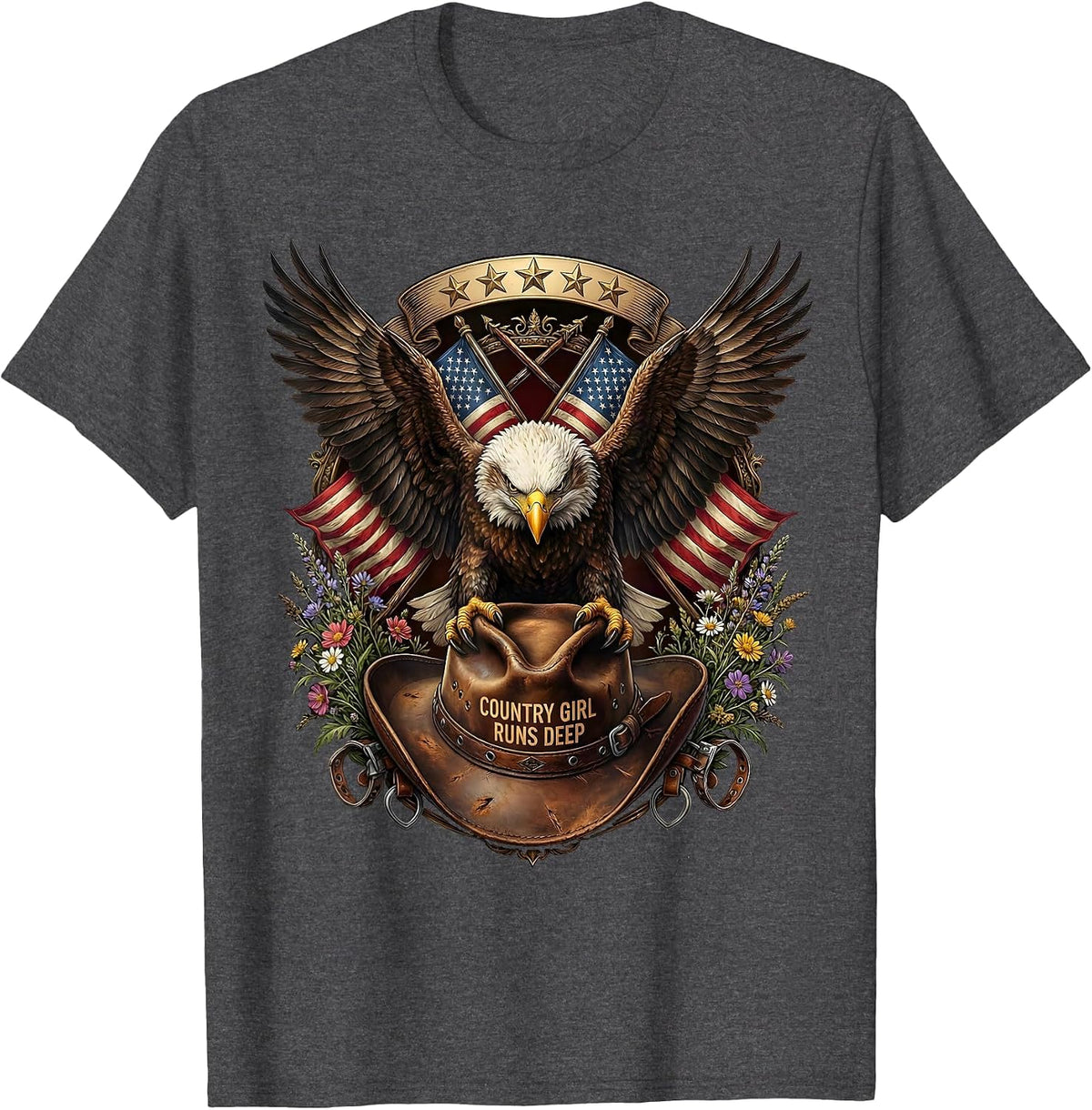 Country Girl Runs Deep Cowboy Western Design T-Shirt - Dark Heather Grey