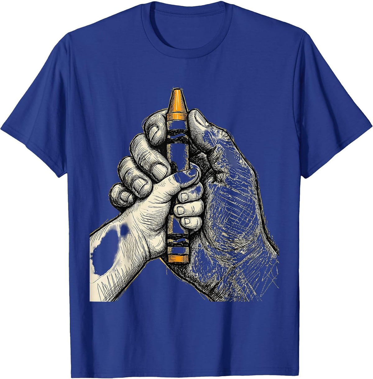 Special Education Teacher Crayon Hands Graphic T-Shirt - Royal Blue