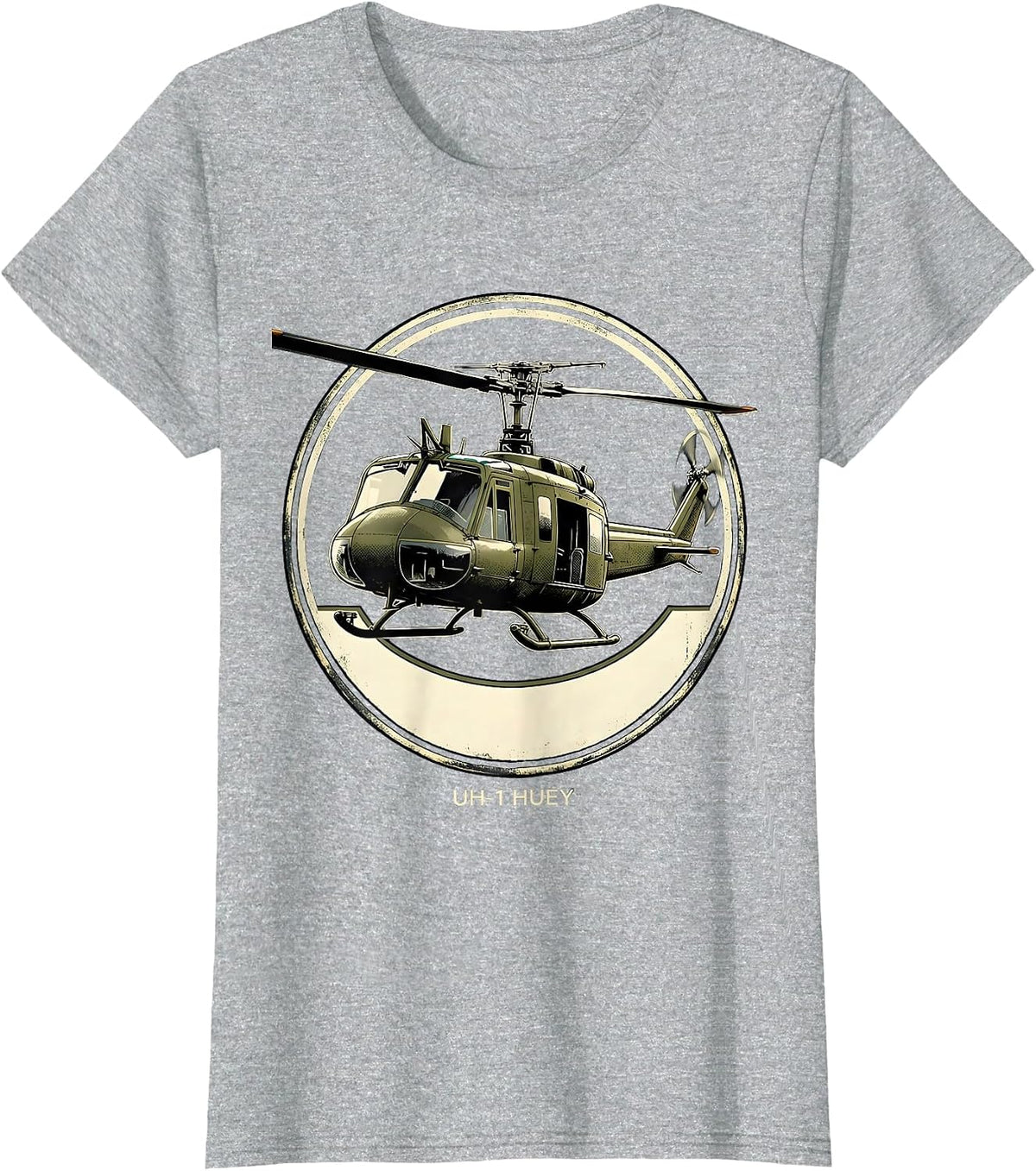 Women's UH-1 Huey Military Helicopter Pilot Veteran Tribute T-Shirt - Heather Grey