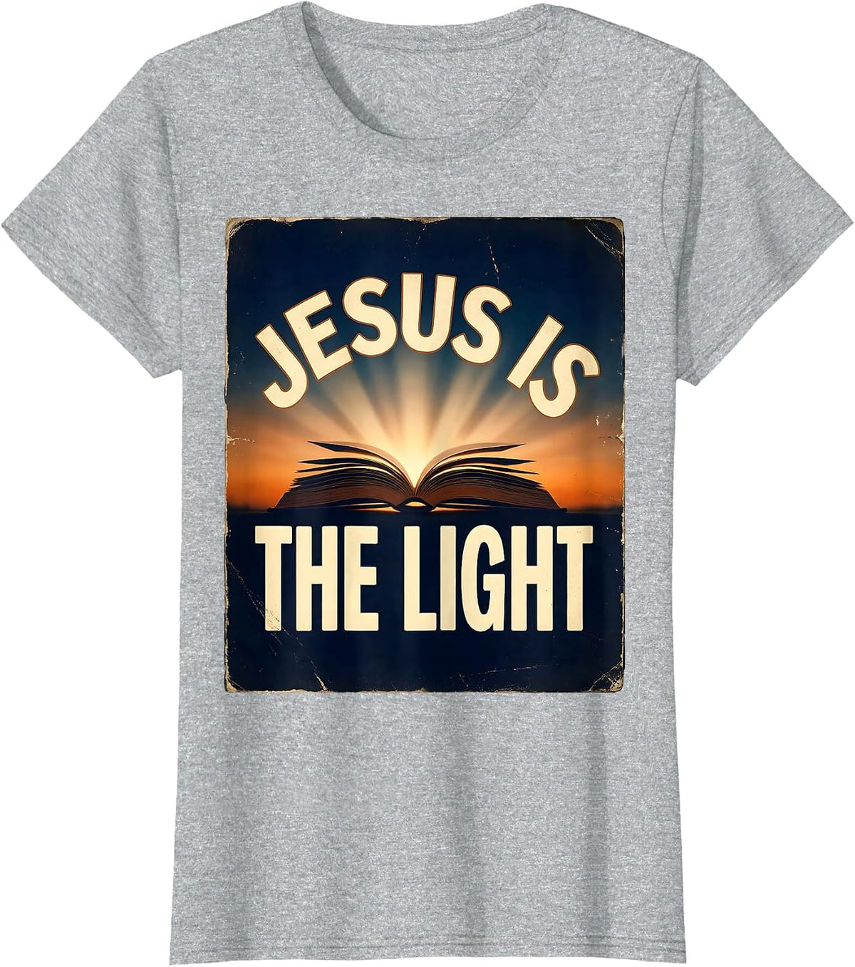 Jesus Is The Light Vintage Bible School Design T-Shirt - Heather Grey