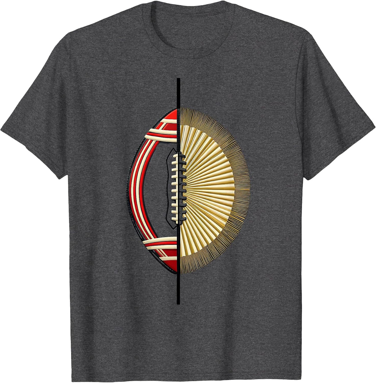 Angular Twin-Lobed Football And Cheer Dual-Sport Mom T-Shirt - Dark Heather Grey