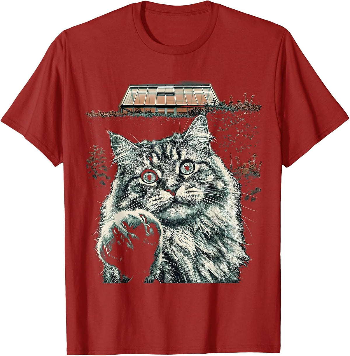 Norwegian Forest Cat UFO Meme Funny Cat Owner Gift T-Shirt - Cranberry Red