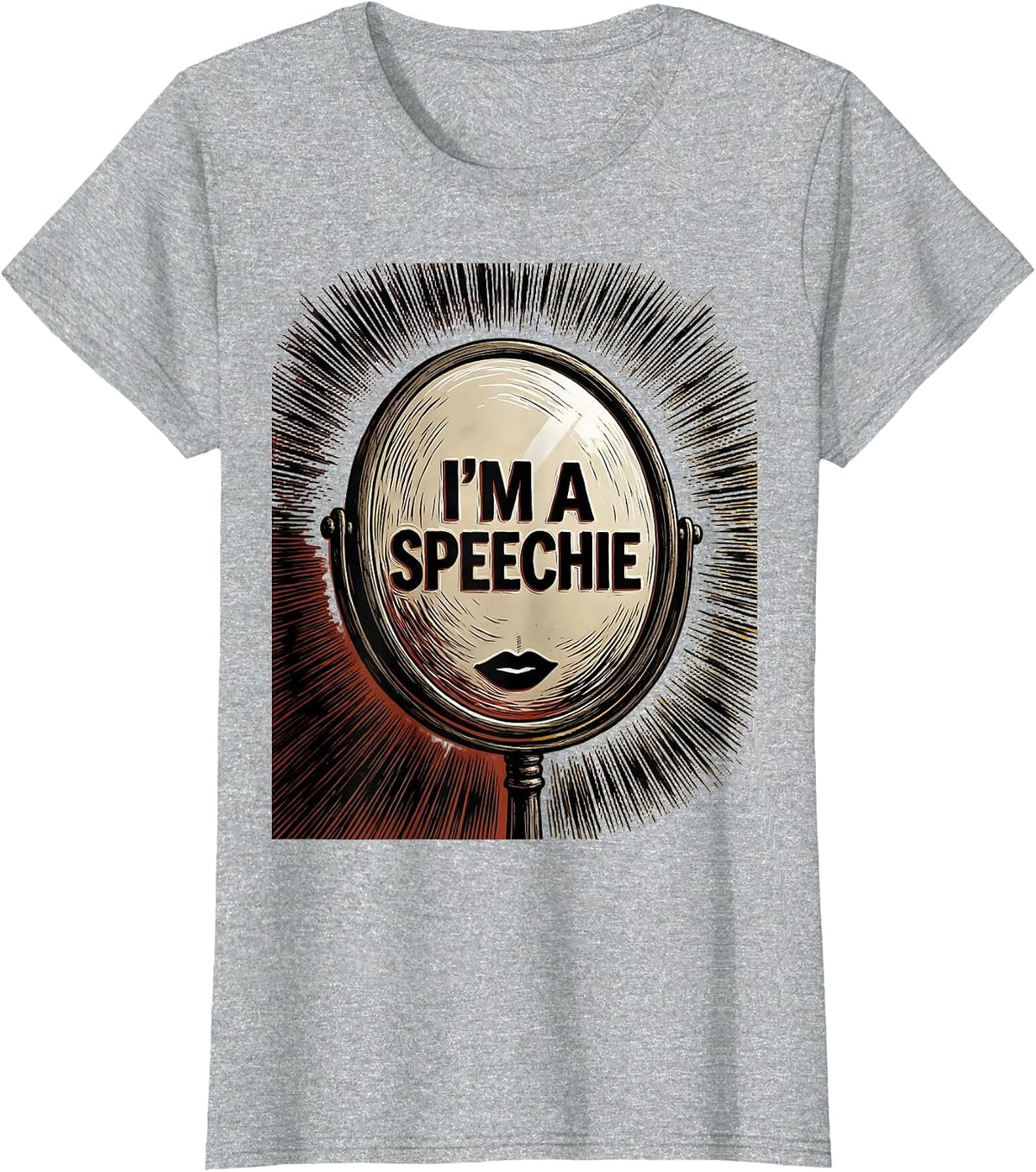 I'm A Speechie Linocut Retro Speech Language Pathologist SLP T-Shirt - Heather Grey