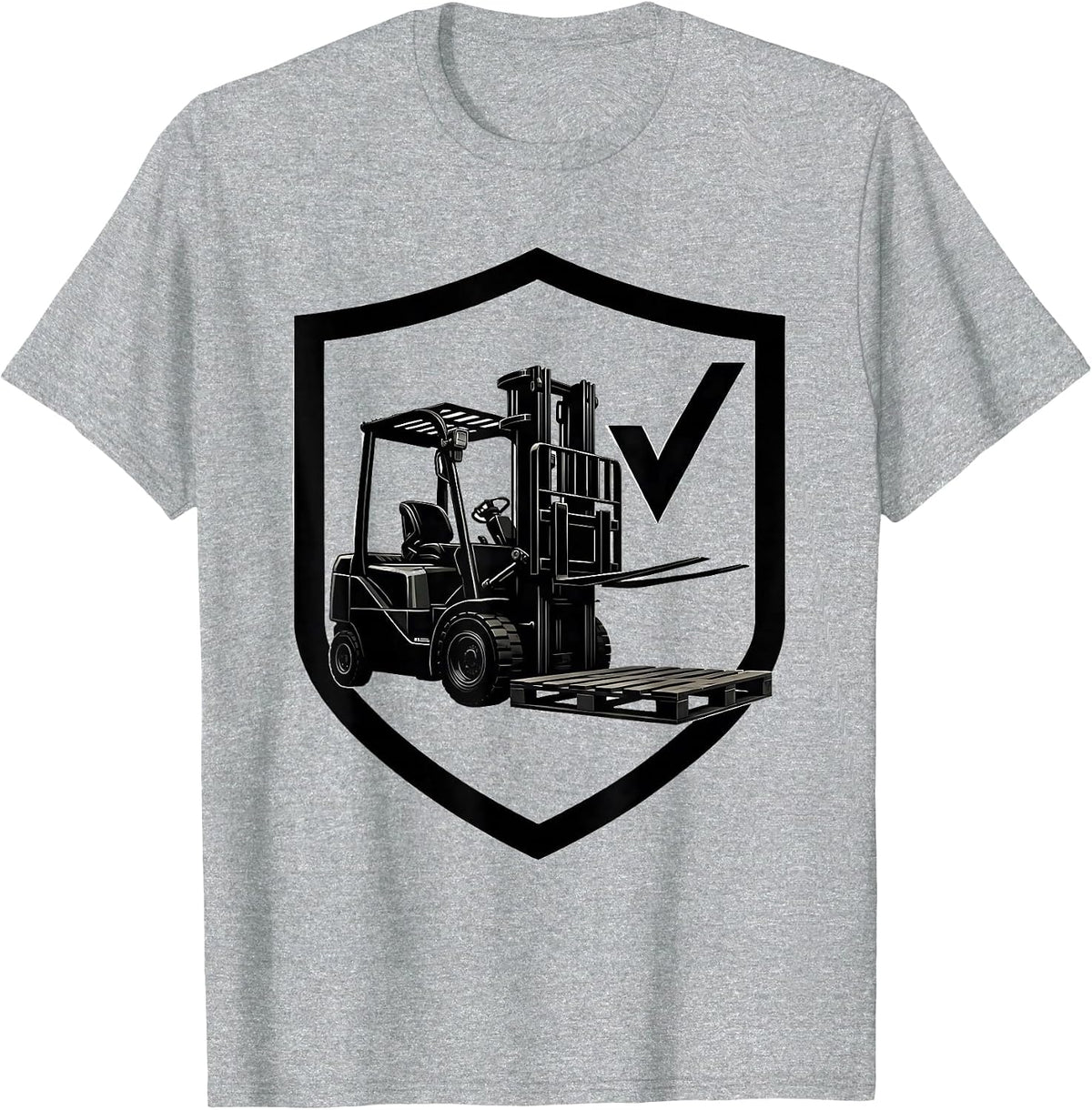 Men's Forklift Badge Silhouette Funny Forklift Driver T-Shirt - Heather Grey