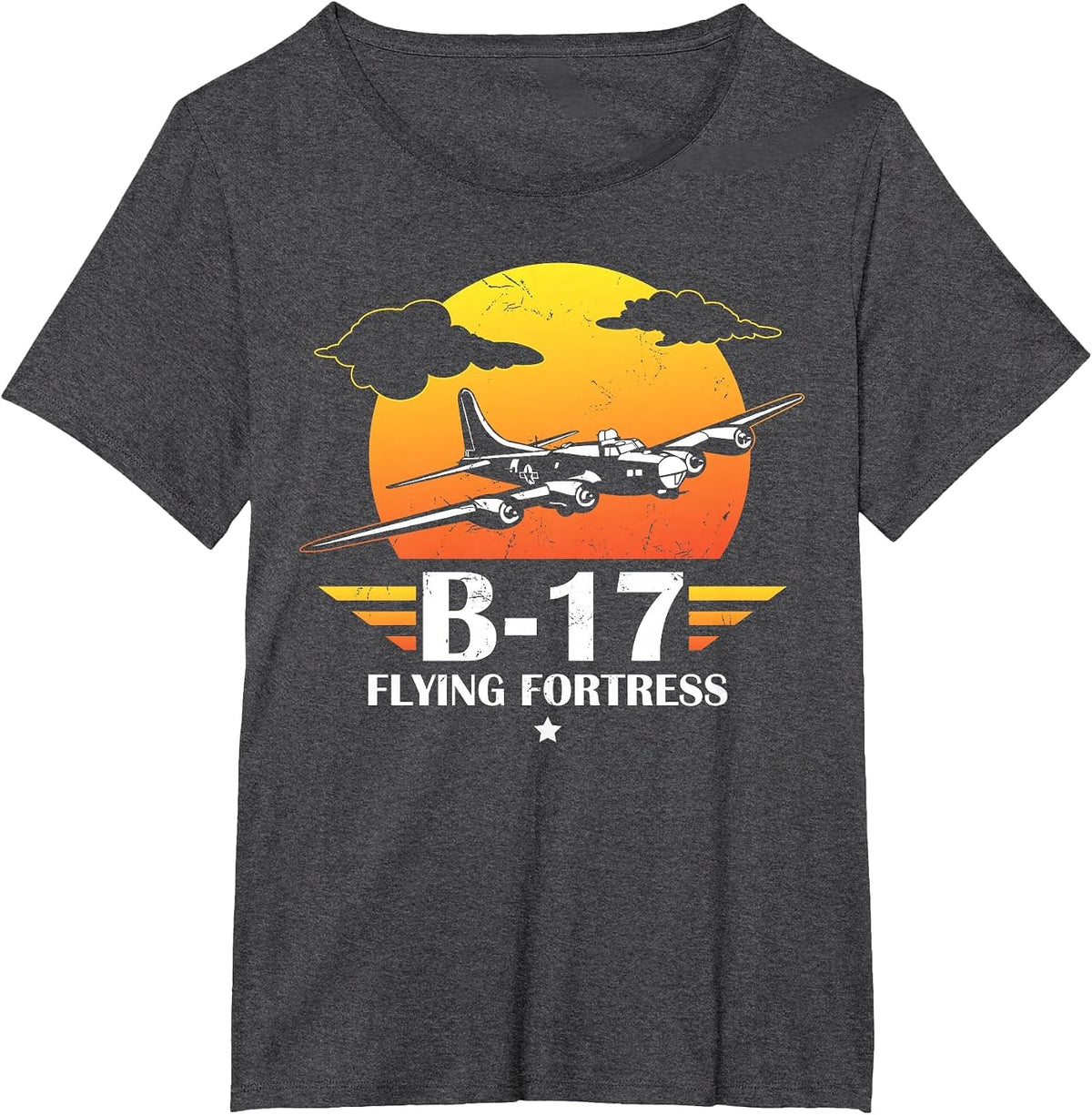 B-17 Flying Fortress Gift, Air Force, Aviation Design T-Shirt - Dark Heather Grey