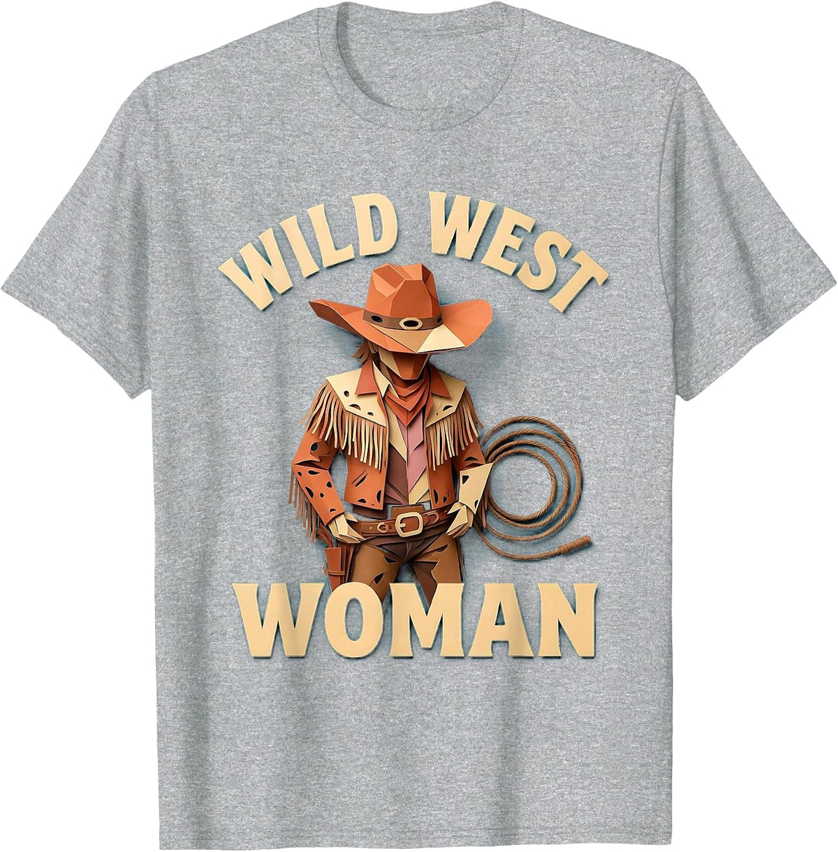 Men's Wild West Woman Graphic Design T-Shirt - Heather Grey
