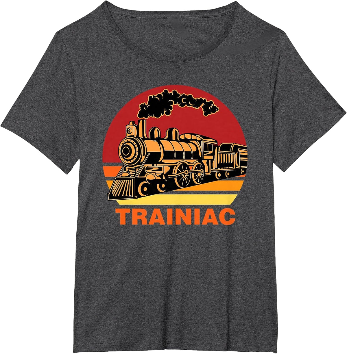 Trainiac Funny Train Lover Cute Model Railroad Conductor T-Shirt - Dark Heather Grey