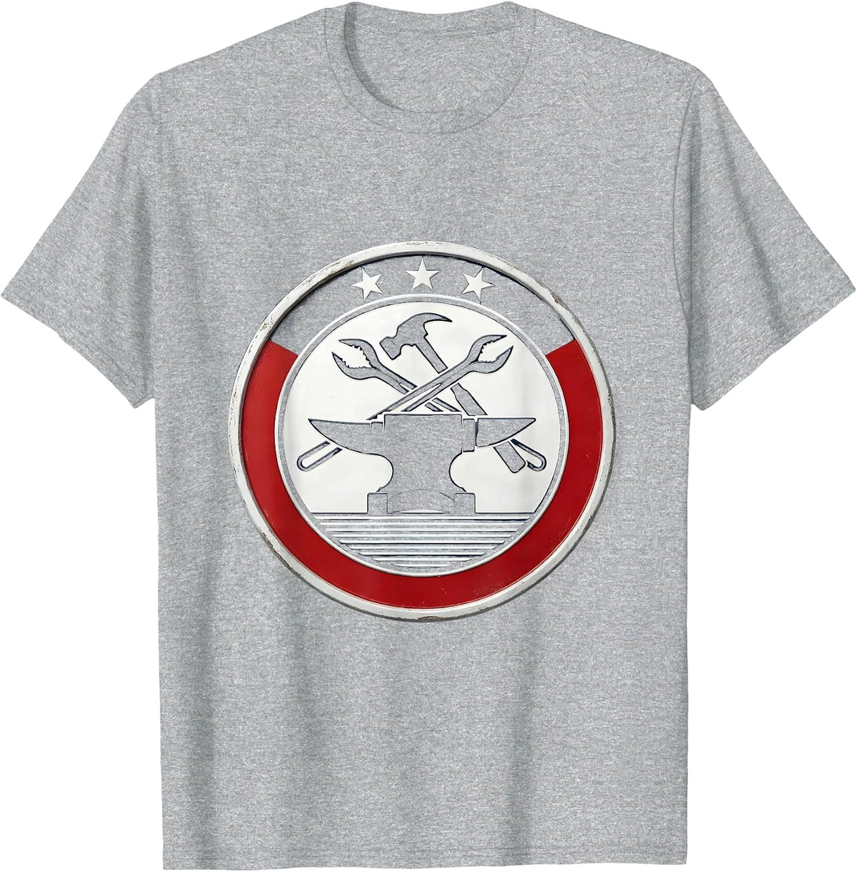 Men's Sealed Anvil Badge Patriotic Blacksmith Craft Pride T-Shirt - Heather Grey