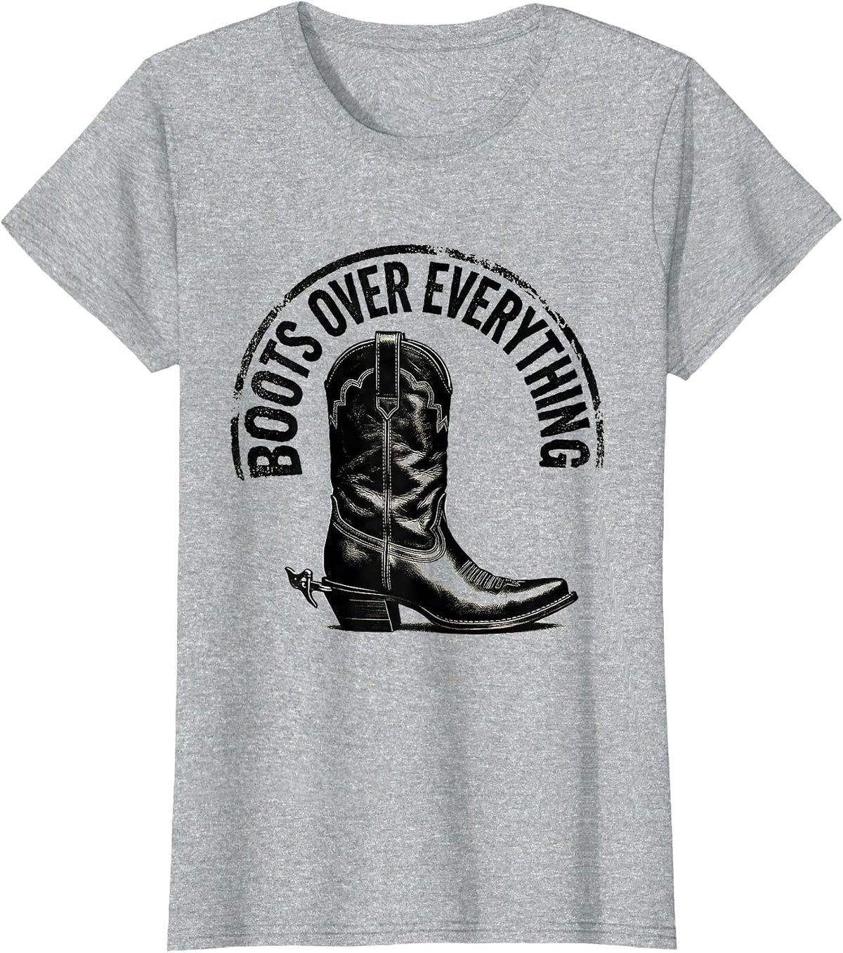 Boots Over Everything Western Design T-Shirt - Heather Grey