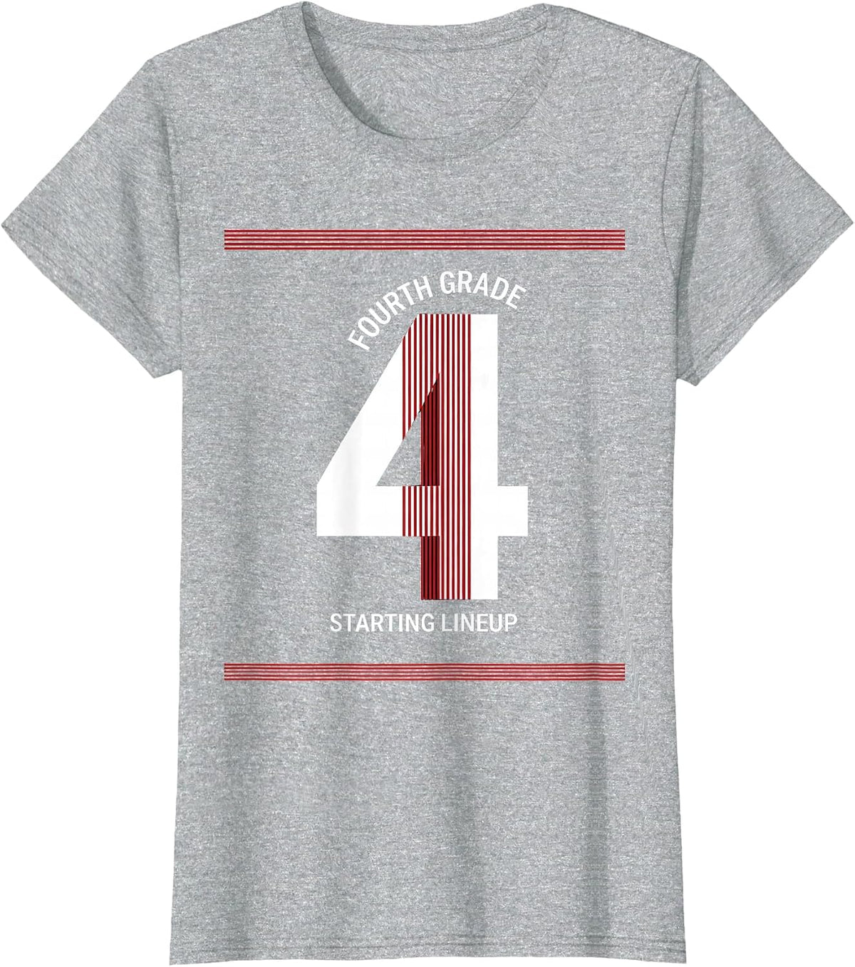 Team 4 Fourth Grade Starting Lineup Playful Sports Team T-Shirt - Heather Grey