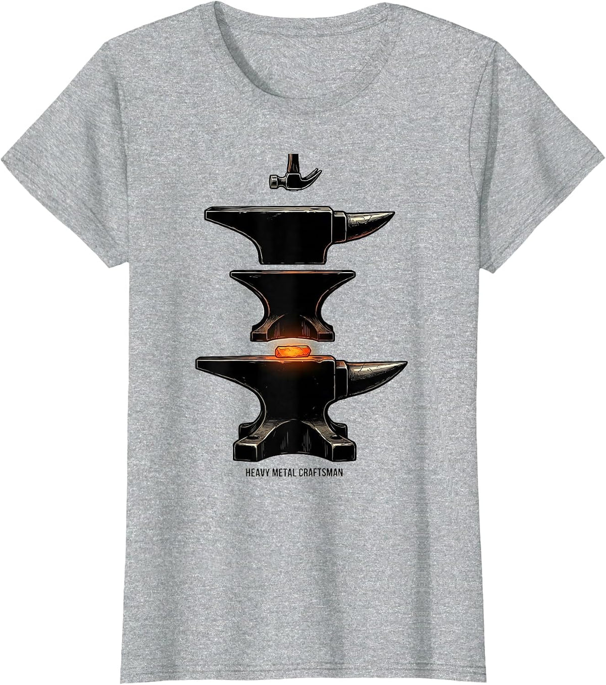 Heavy Metal Craftsman Exploded Anvil Forging Humor T-Shirt - Heather Grey