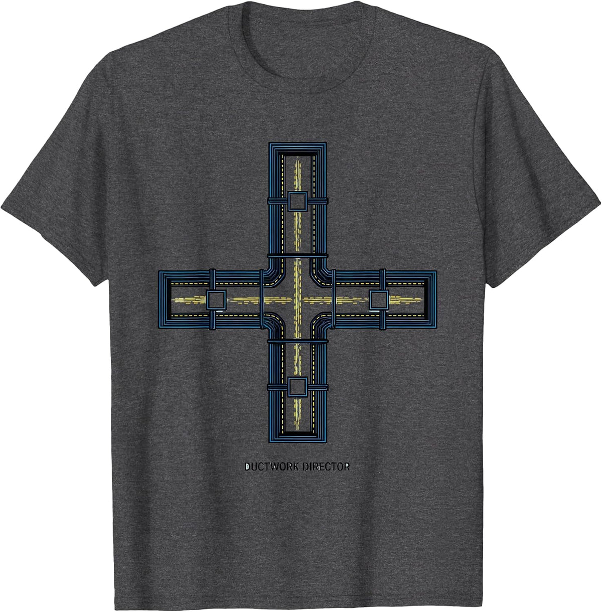 Ductwork Director Funny HVAC Technician HVAC Dad Humor T-Shirt - Dark Heather Grey