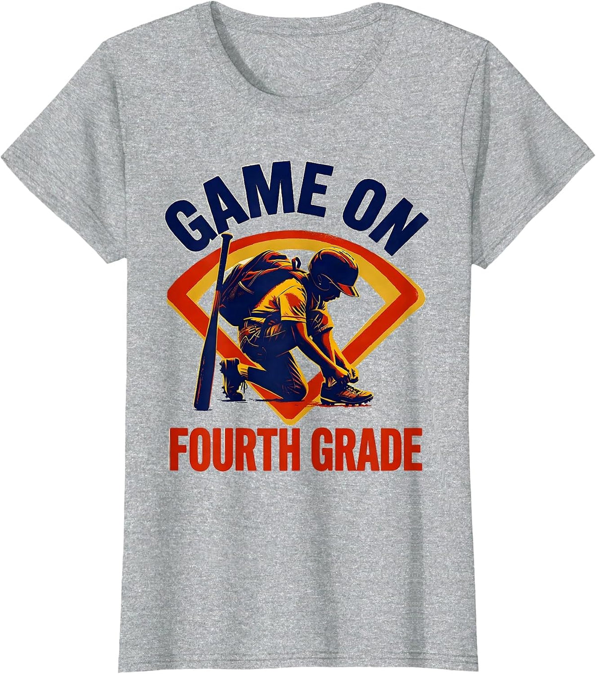 Game On Fourth Grade Screenprint Poster Back To School T-Shirt - Heather Grey