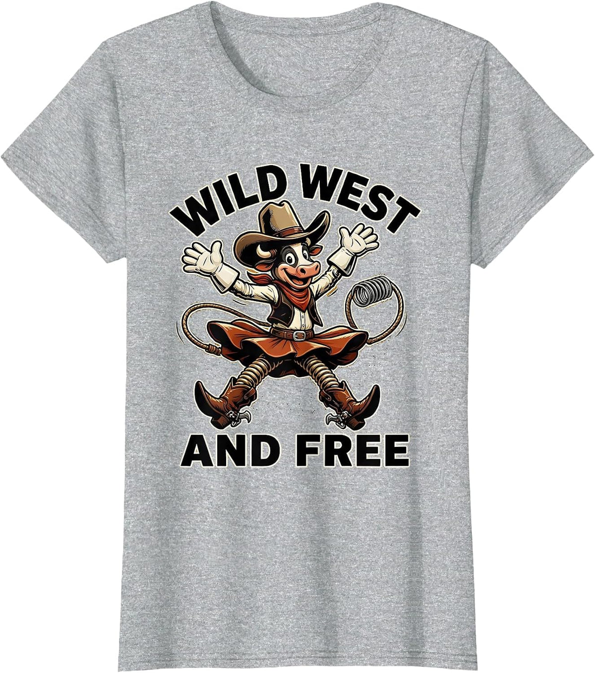 Wild West and Free Western Design T-Shirt - Heather Grey