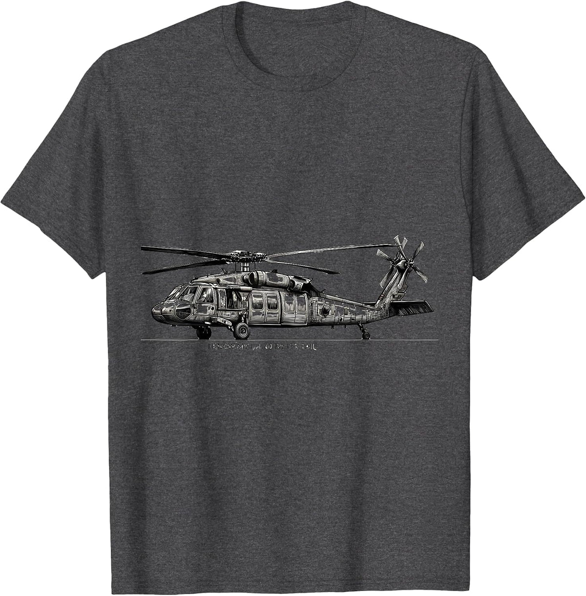 I Know My UH-60 By Its Tail Military Helicopter Pilot T-Shirt - Dark Heather Grey