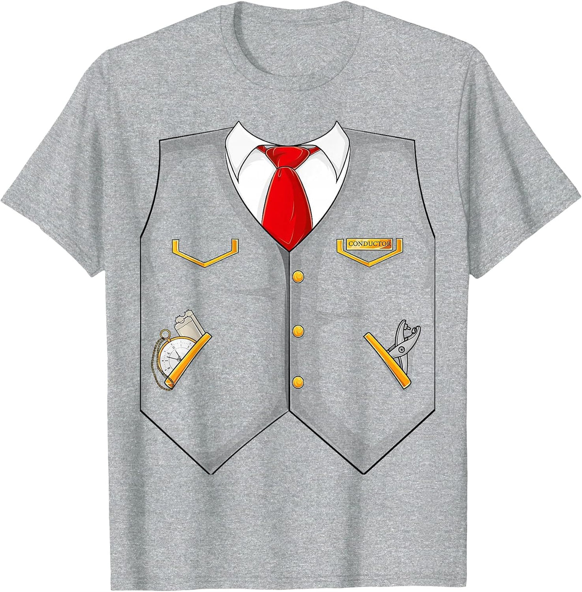 Halloween Train Conductor Costume for Kids Adults Men Women T-Shirt - Heather Grey