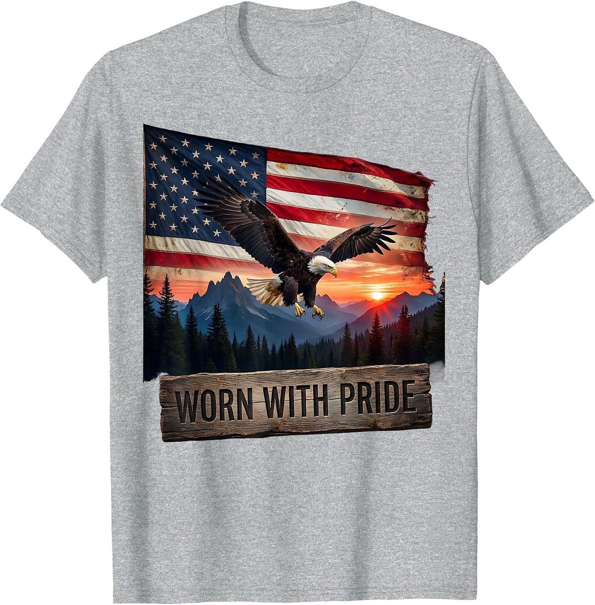 Men's Worn with Pride Labor Day American Flag Design T-Shirt - Heather Grey