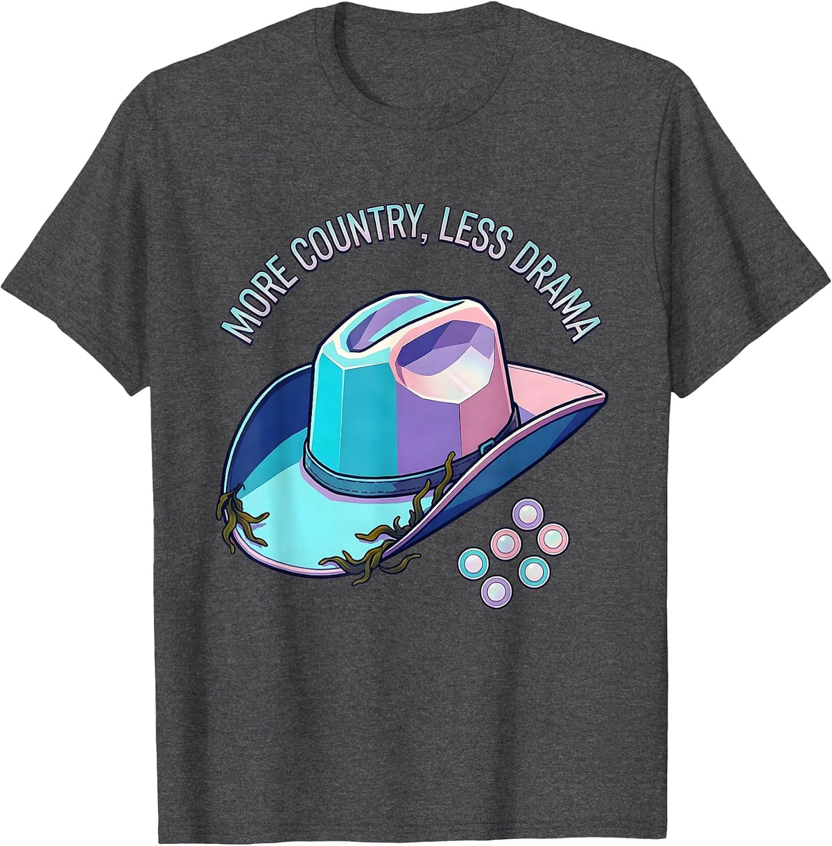 Men's More Country Less Drama Western Graphic Design T-Shirt - Dark Heather Grey