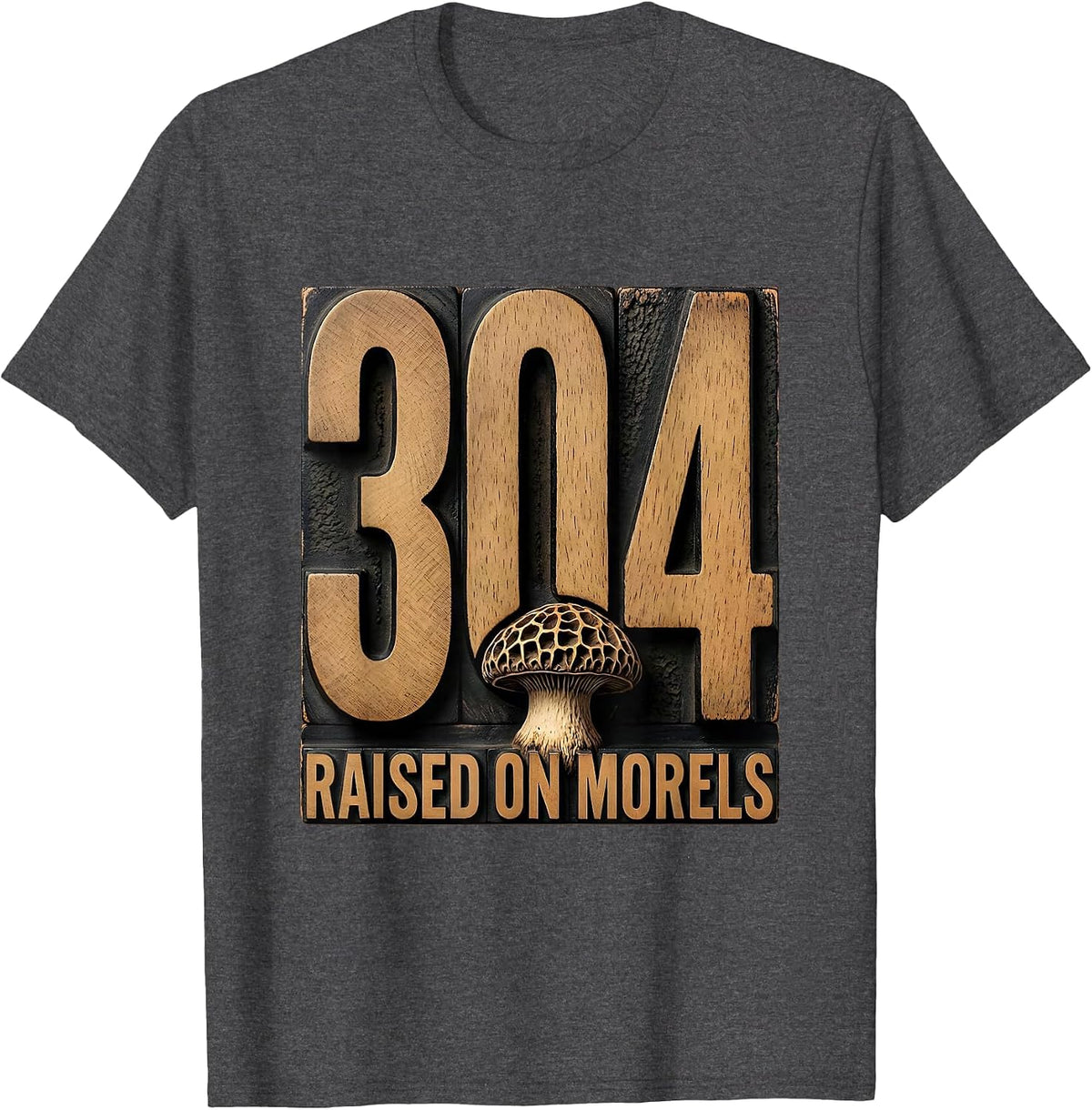 Men's 304 Raised On Morels Vintage West Virginia State Pride T-Shirt - Dark Heather Grey