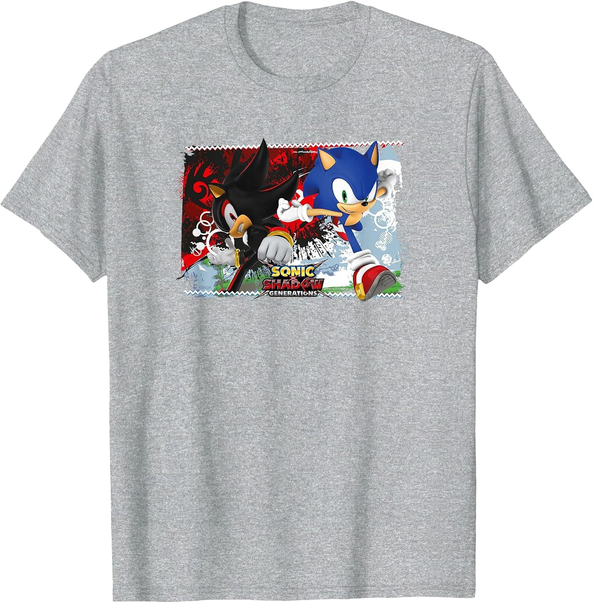 Sonic the Hedgehog, Sonic X Shadow Generations - Split T-Shirt - Heather Grey
