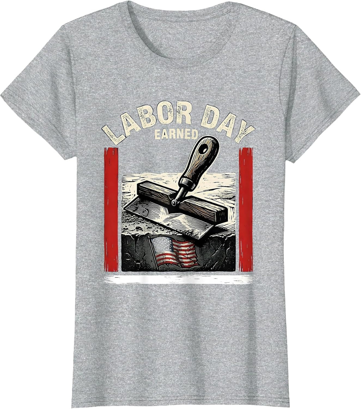 Labor Day Earned Distressed Blue Collar Pride Workwear T-Shirt - Heather Grey