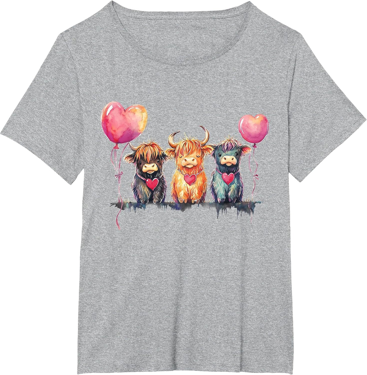 Scottish Highland Cow Messy Bun Scottish Highlander Cow T-Shirt - Heather Grey
