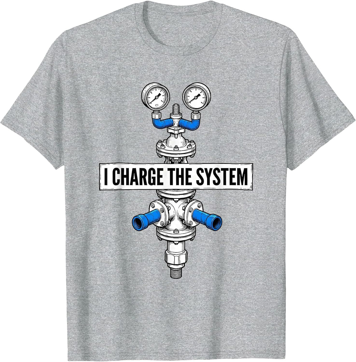 Men's I Charge The System Funny HVAC Technician Charging Pride T-Shirt - Heather Grey