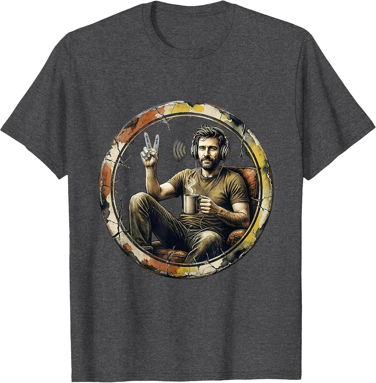 Men's Relaxed Parent Metal Fan Distressed Heavy Metal Humor T-Shirt - Dark Heather Grey