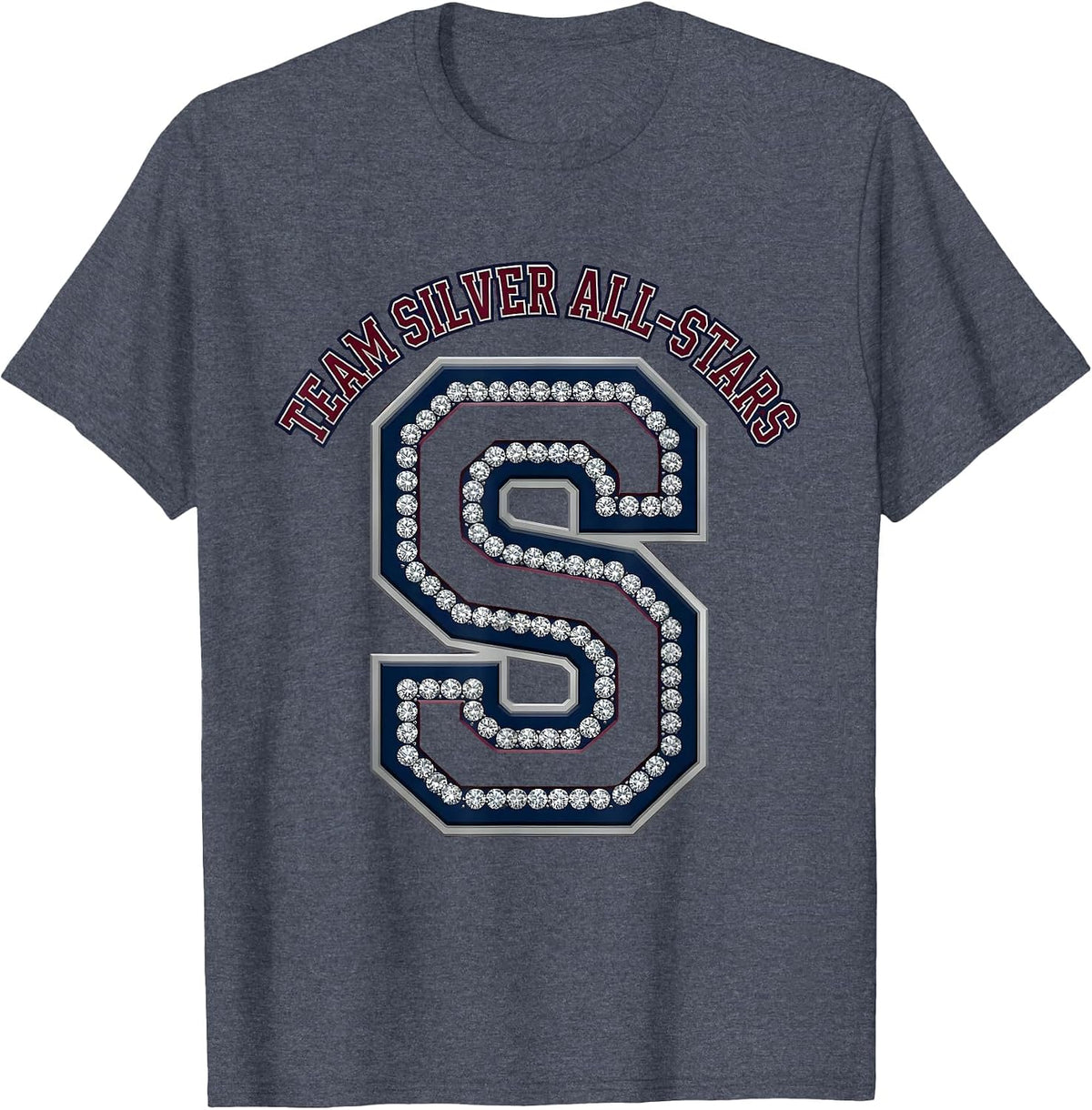 Team Silver All-Stars Sparkle Varsity School Team 4th Grade T-Shirt - Heather Blue