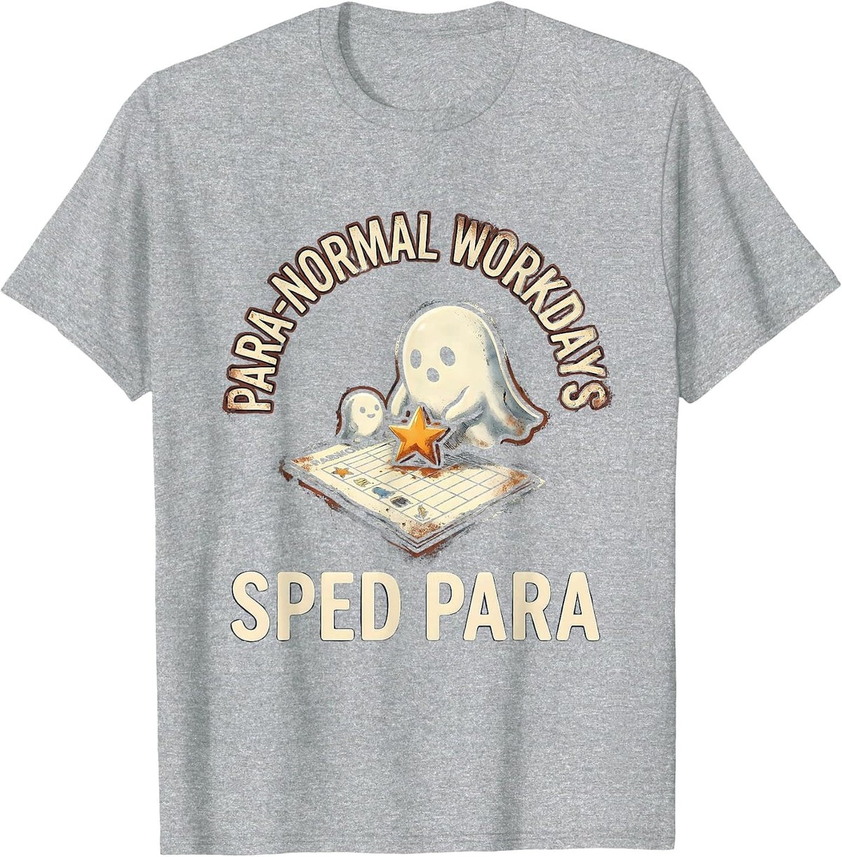 Men's Para-Normal Workdays SPED Para Ghost Rubber Stamp Humor T-Shirt - Heather Grey