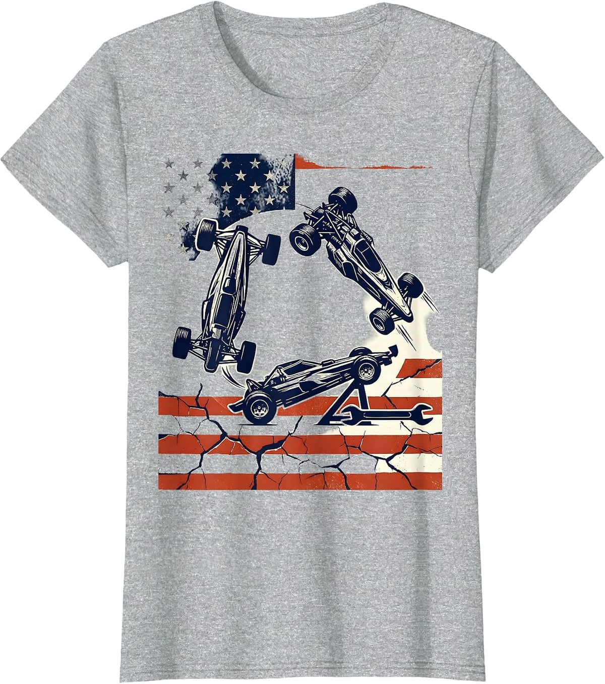 RC Dragster Chassis Patriotic RC Car Hobbyist Gift T-Shirt - Heather Grey