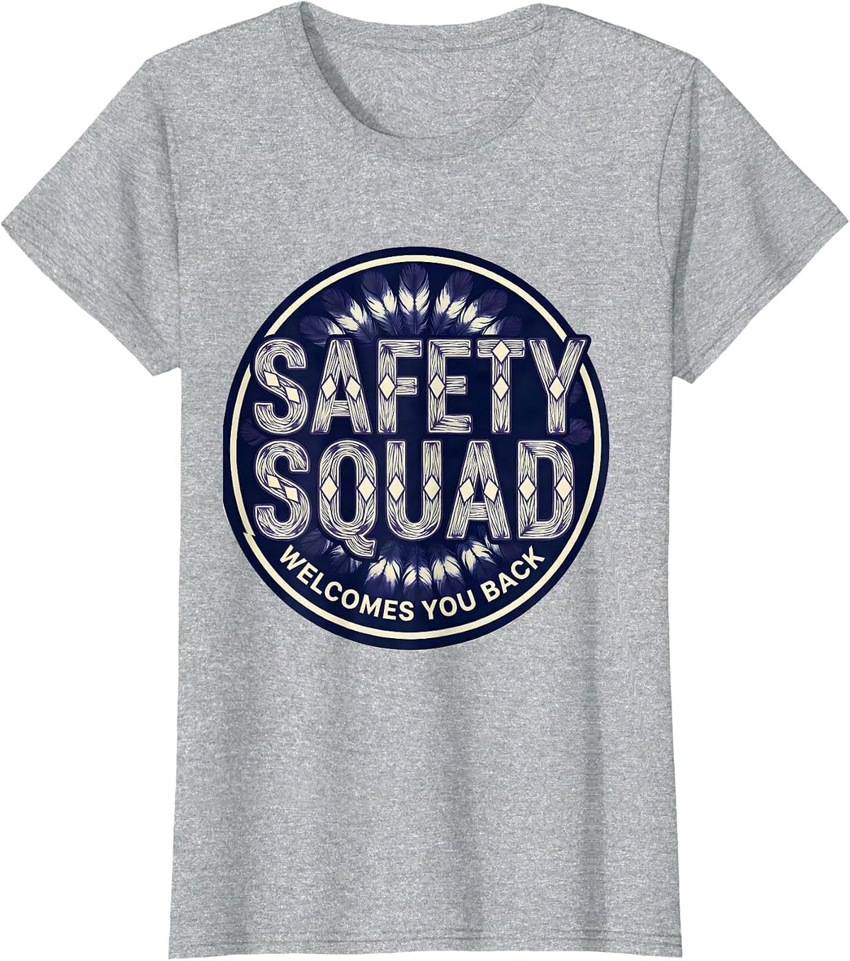 Women's Safety Squad Welcomes You Back Shibori Resist Back To School T-Shirt - Heather Grey