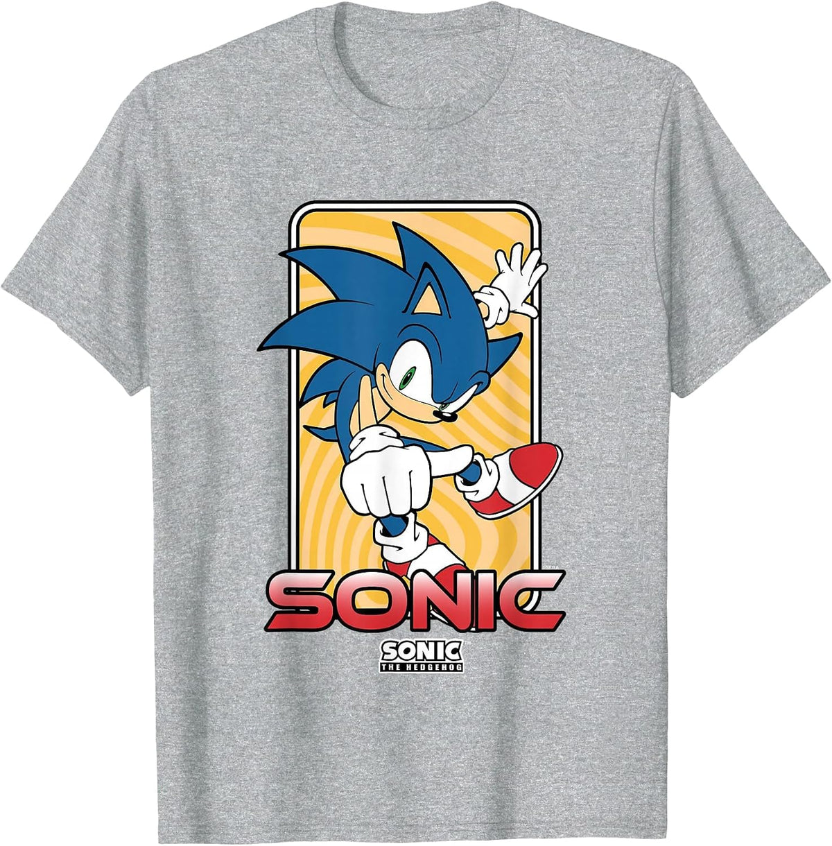 Sonic The Hedgehog Thumbs Up Wavy Portrait T-Shirt - Heather Grey