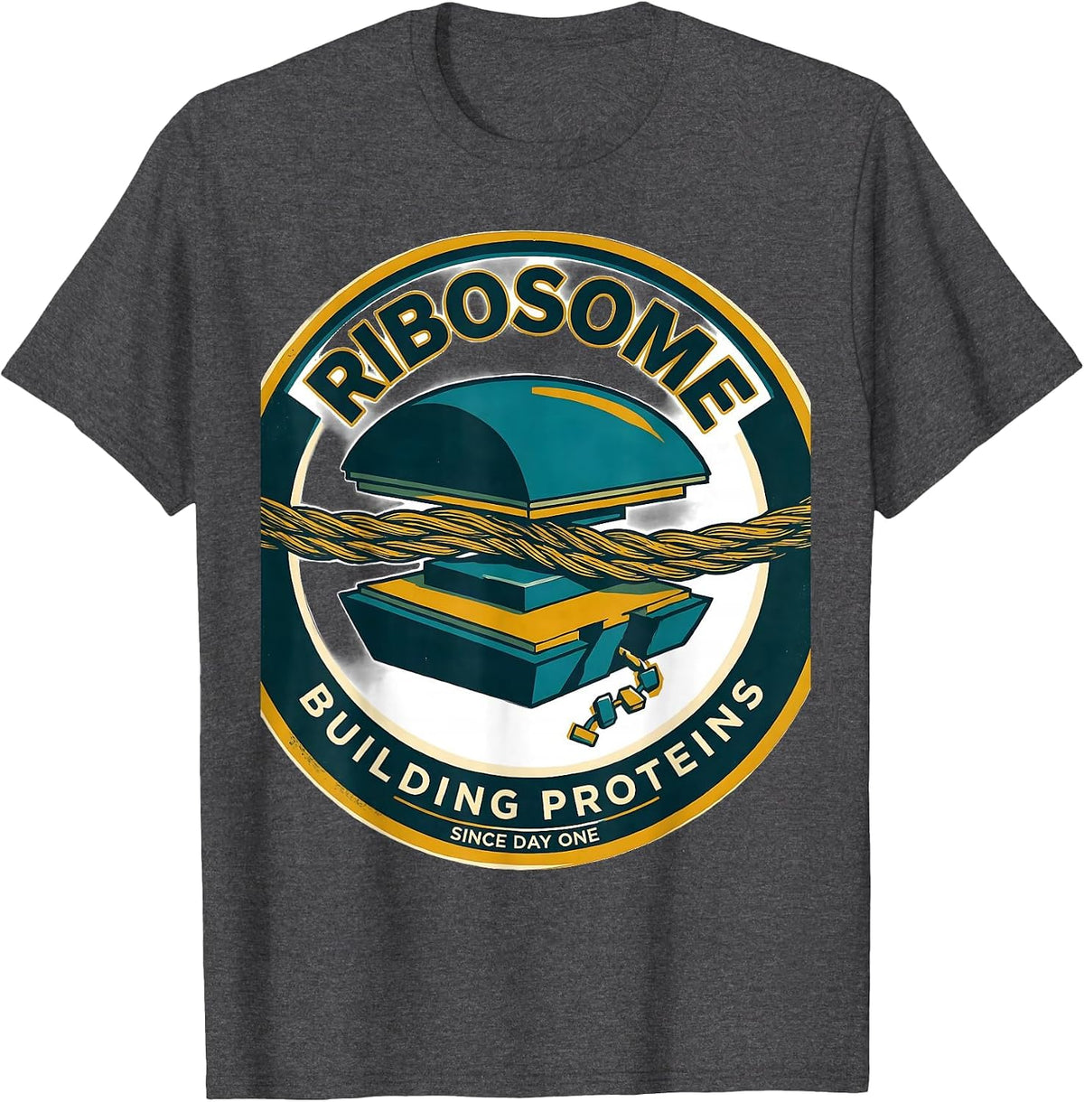 Men's Ribosome Building Proteins Since Day One Science Nerd T-Shirt - Dark Heather Grey
