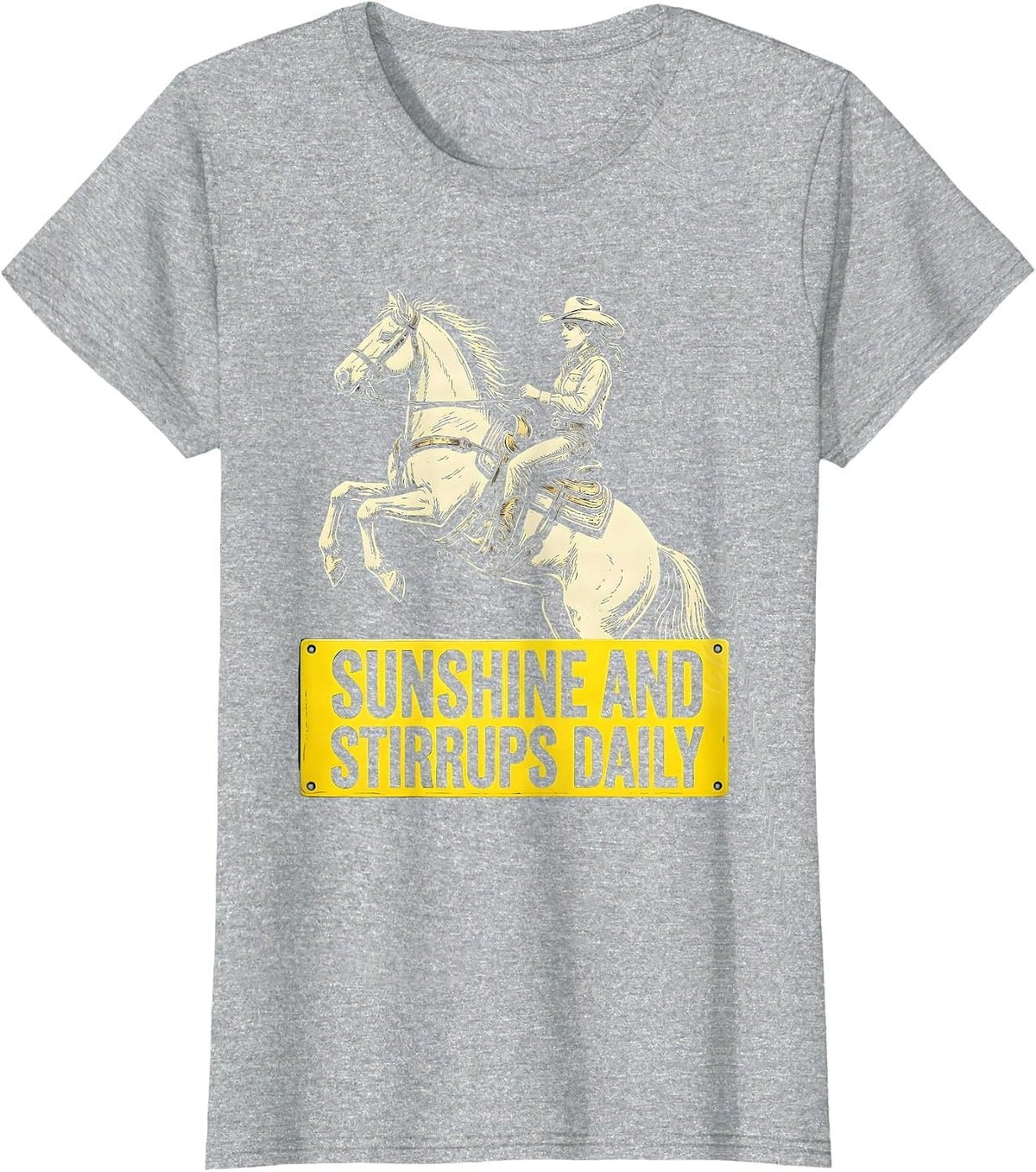 Sunshine and Stirrups Daily Cowgirl Design T-Shirt - Heather Grey