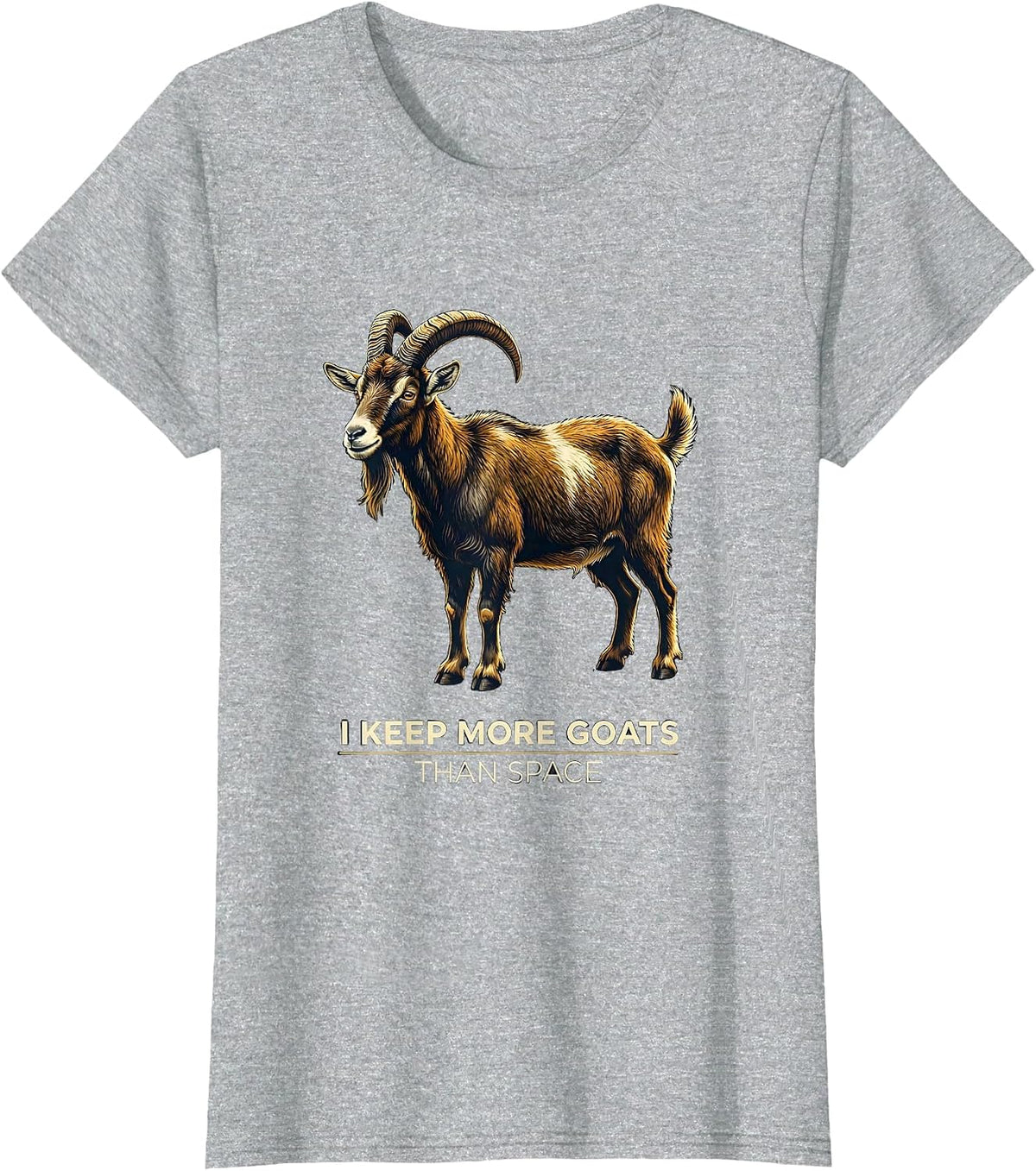 I Keep More Goats Than Space Funny Goat Lover Farmer Gift T-Shirt - Heather Grey
