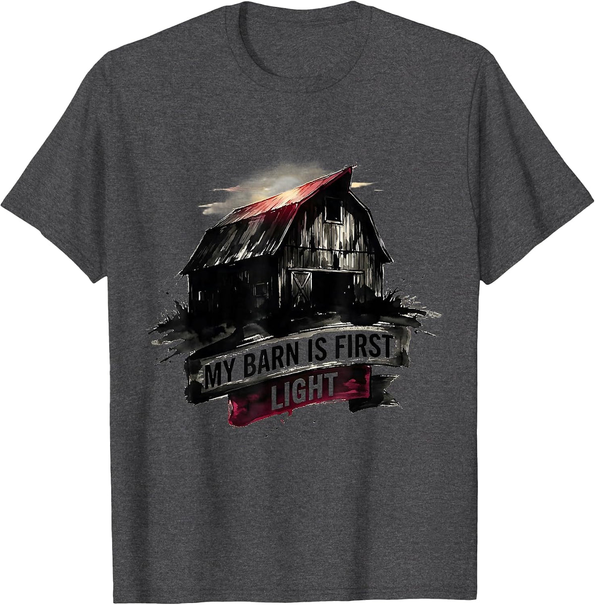 My Barn Is First Light Vintage Horse Lover Humor T-Shirt - Dark Heather Grey