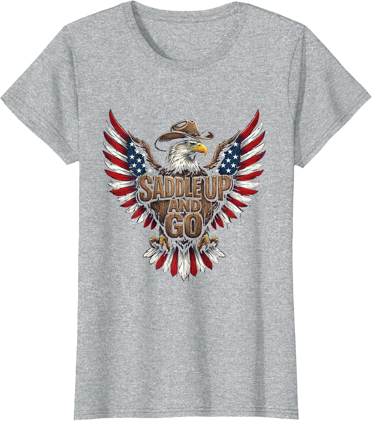 Saddle Up and Go Western Cowboy Design T-Shirt - Heather Grey