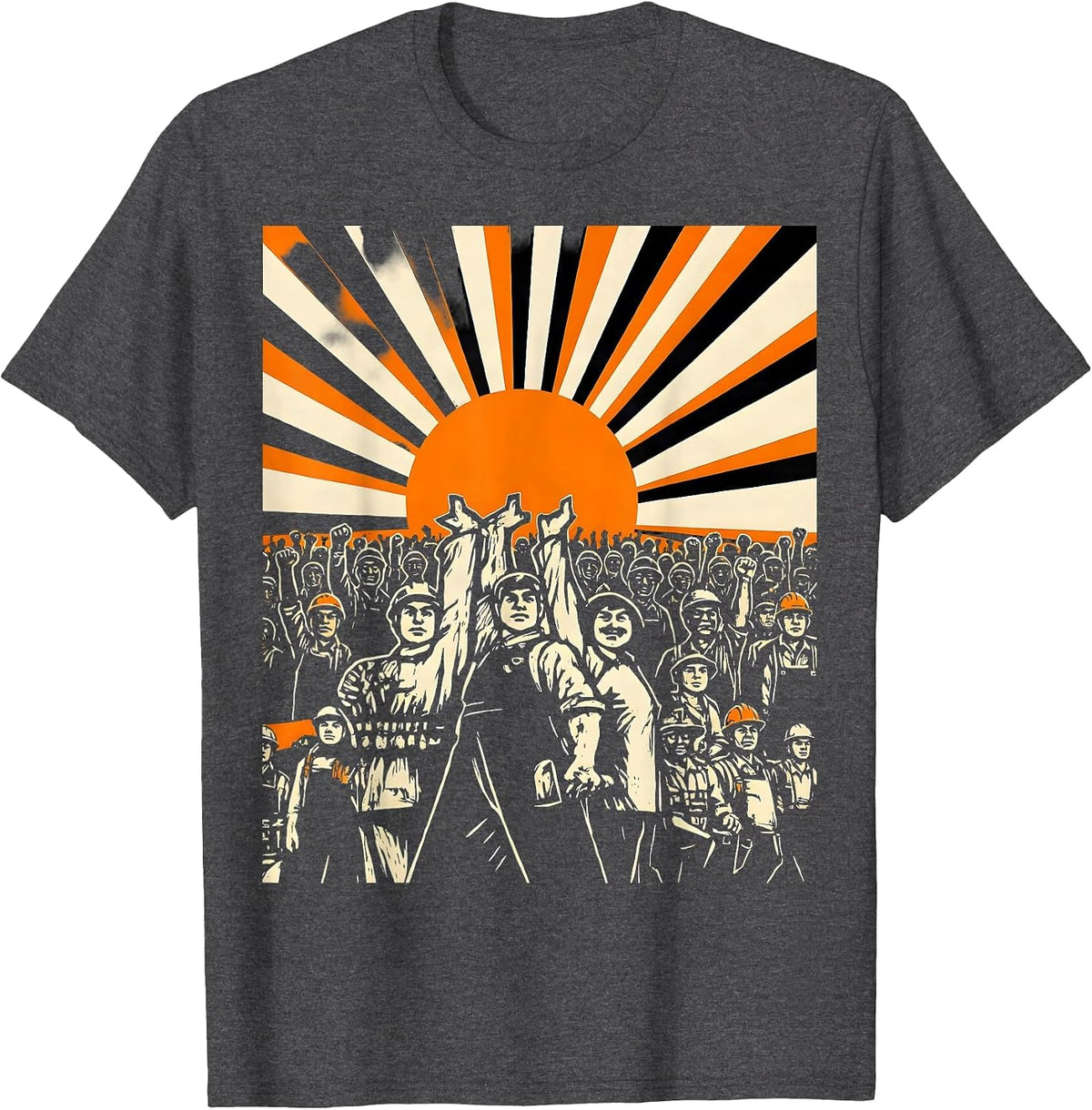 Men's Equal Rights Labor Day Silhouette Worker March T-Shirt - Dark Heather Grey