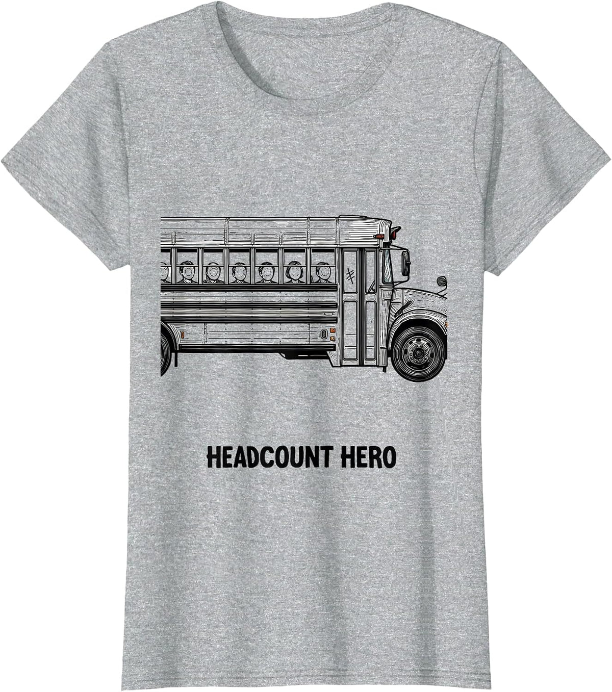 Headcount Hero Playful School Bus Teacher Field Trip Humor T-Shirt - Heather Grey