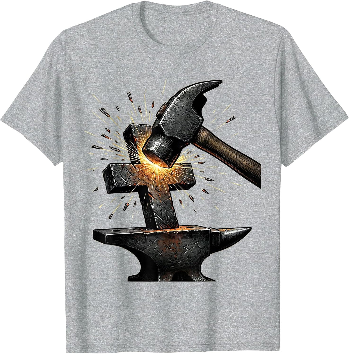 Men's Blacksmith Cross Faith Graphic Tee T-Shirt - Heather Grey