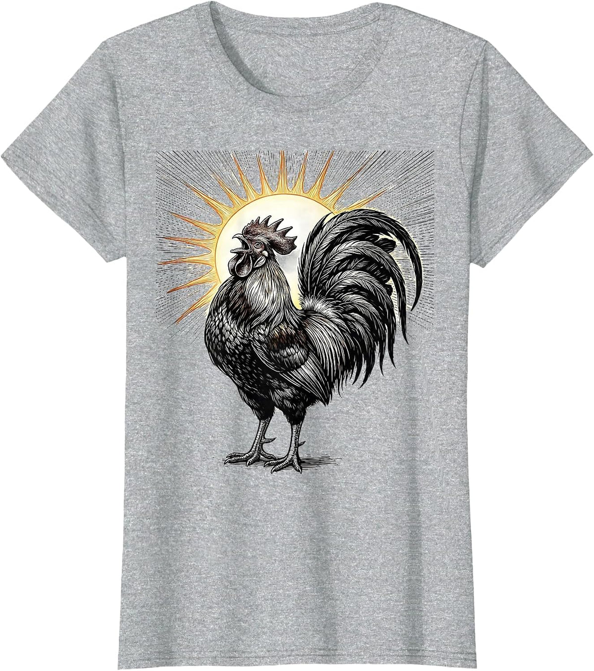 Rooster at Dawn Jesus Faith Graphic T-Shirt - Heather Grey