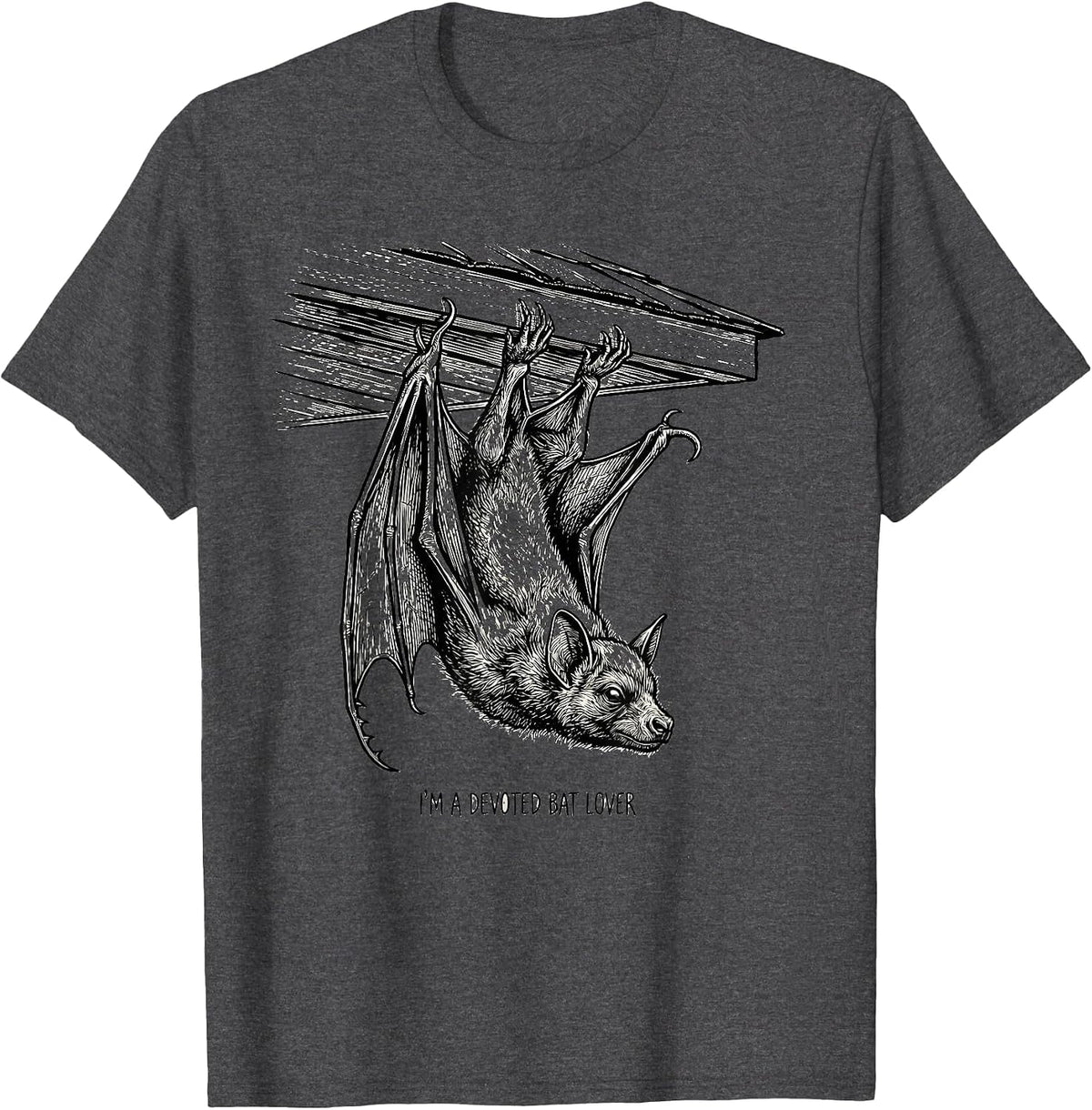 Men's I'm A Devoted Bat Lover Funny Bat Enthusiast Wildlife T-Shirt - Dark Heather Grey