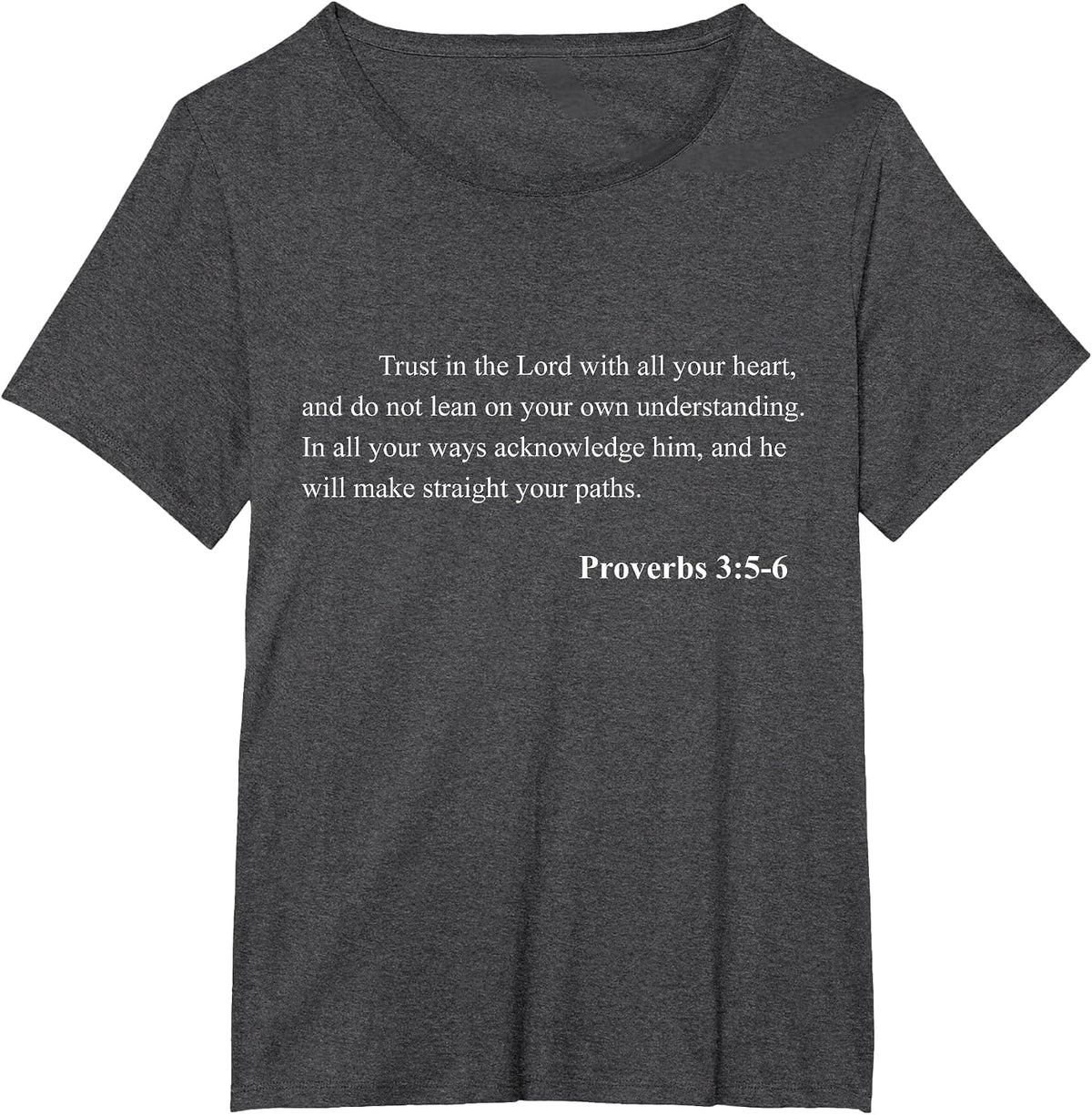 Bible Verse Proverbs 3:5-6 Christian Jesus Psalm Scripture T-Shirt - Dark Heather Grey