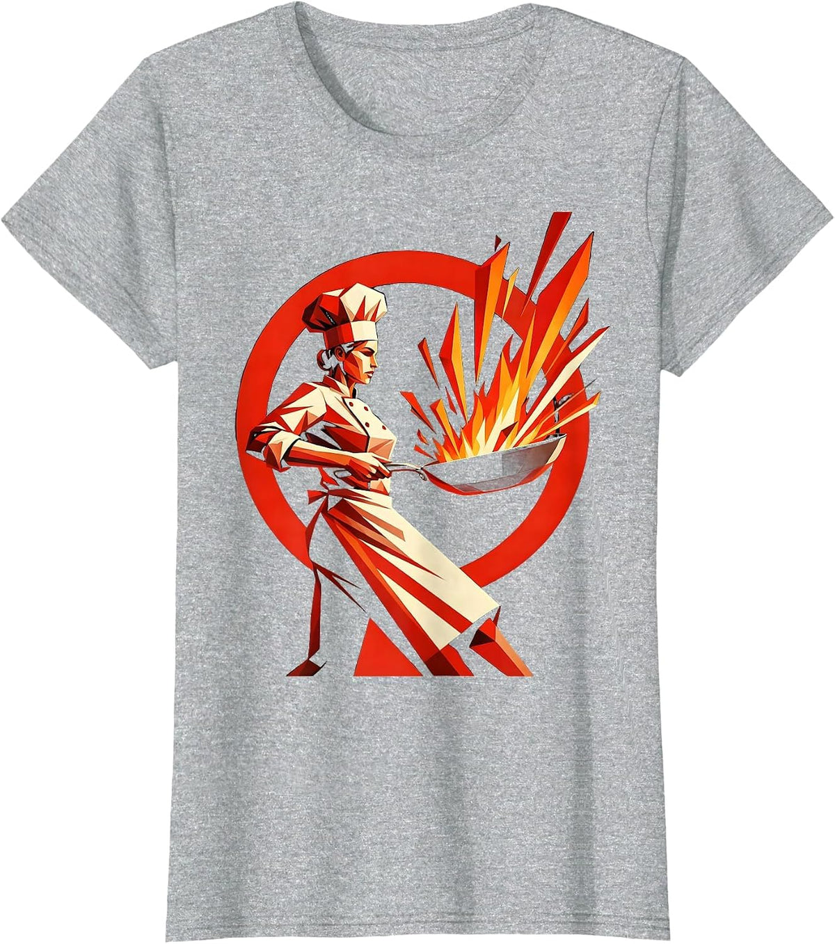 Labor Day Chef Flame Toss Graphic Design T-Shirt - Heather Grey